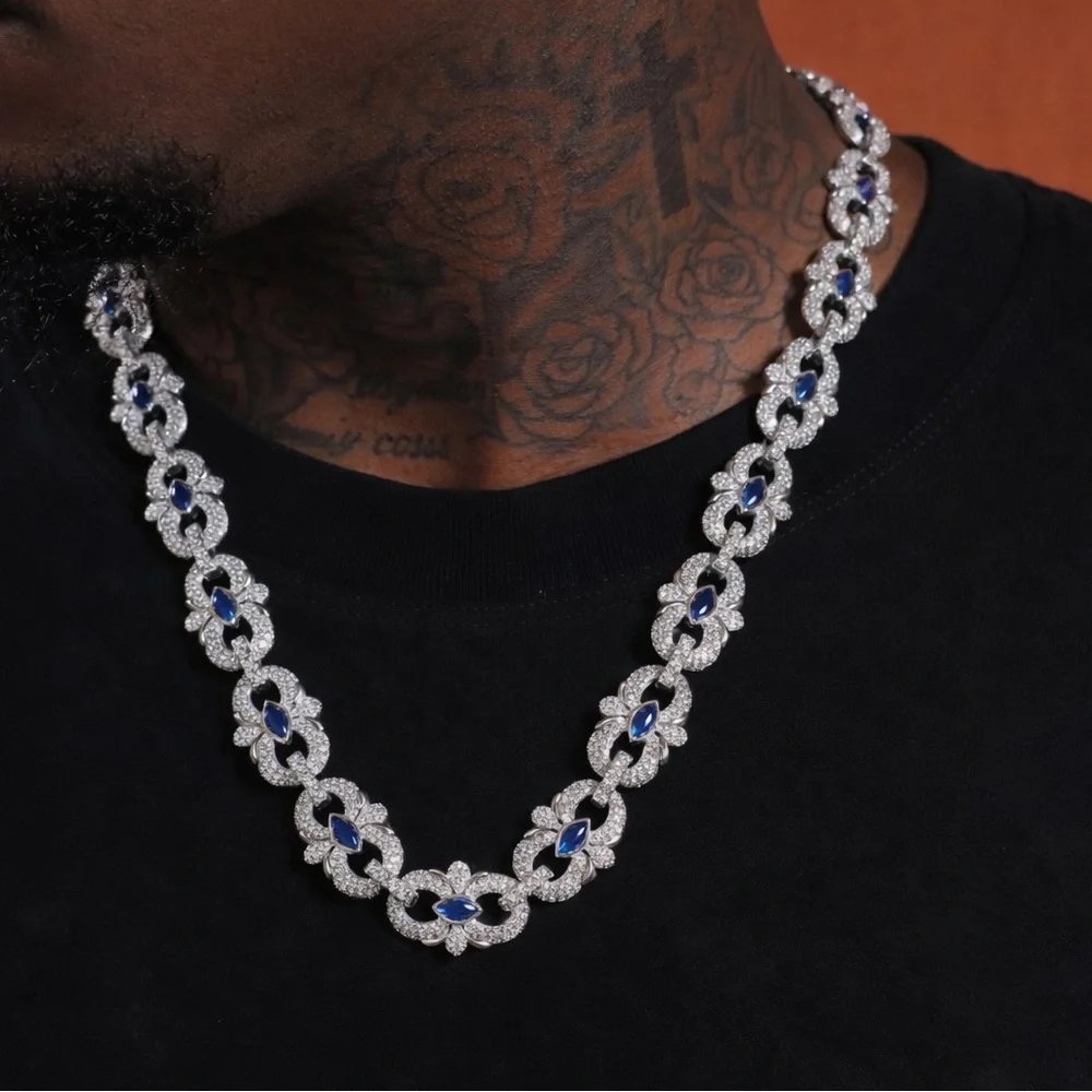 Blue and silver infinity link chain 20inch